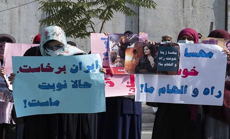 Women protest outside Iranian embassy in Afghanistan over killing of Mahsa Amini