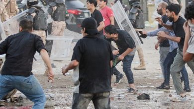 Hundreds of protesters in Baghdad were prevented from storming the Danish Embassy