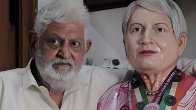 Indian man carves a statue resembling his deceased wife