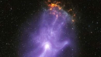 A terrifying image from space... giant hand resembling a ghost 