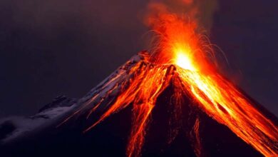 A volcano splits the ground in a European city 