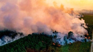 Terrifying fire in Texas.. Black smoke obscures the sun