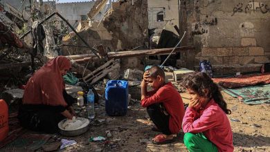 Amid Fire and Destruction, Palestinian Children Pay the Price of War's Horrors and Seek Food