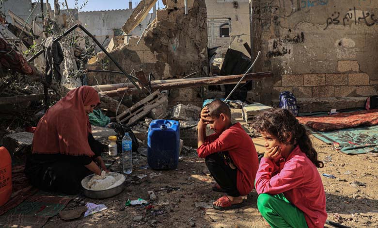 Amid Fire and Destruction, Palestinian Children Pay the Price of War's Horrors and Seek Food