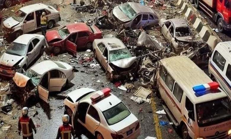 Horrific Collision of 25 Cars in Egypt