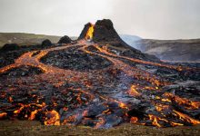 A Majestic Scene of a Volcanic Eruption in Iceland