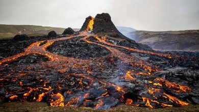 A Majestic Scene of a Volcanic Eruption in Iceland