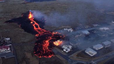 Volcanic Eruption Covers Parking Lot at Iceland Resort