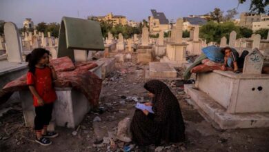 Displaced in a cemetery: Gaza’s living seek refuge among the dead