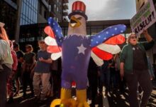 A frog, a chicken and a dinosaur against Trump: Democrats’ satirical protest