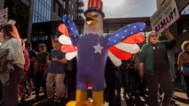 A frog, a chicken and a dinosaur against Trump: Democrats’ satirical protest